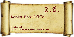 Kanka Bonifác névjegykártya